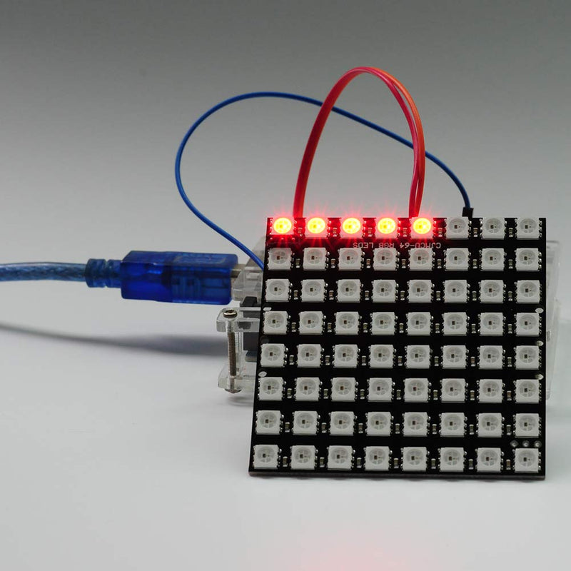DIYmall 8X8 LED Matrix WS2812 5050 SMD RGB LEDs 64 Pixels LED Matrix with Inserted RGB Full Color Driver Board for Arduino