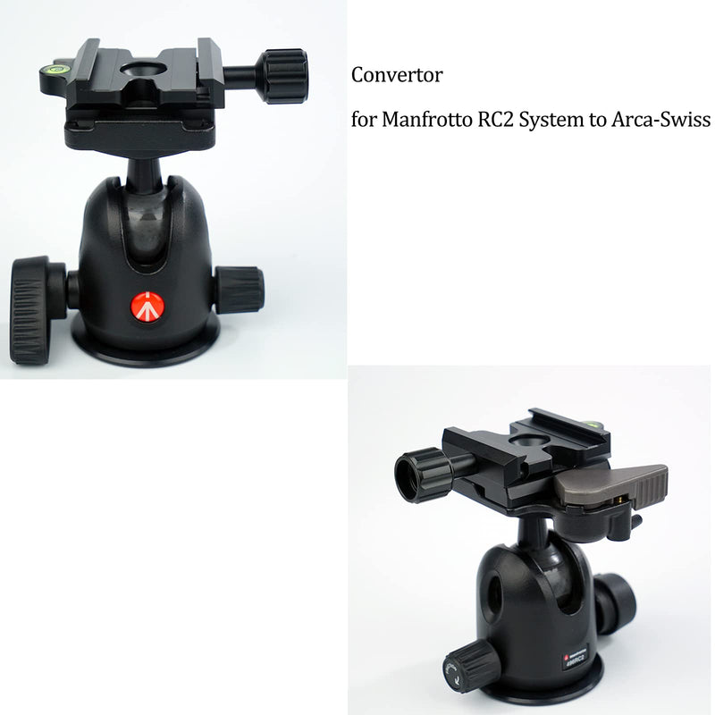 Haoge Quick Release QR Clamp Adapter Convertor for Manfrotto RC2 System to Arca-Swiss Compatible Adapter for Manfrotto RC2 Ball Head