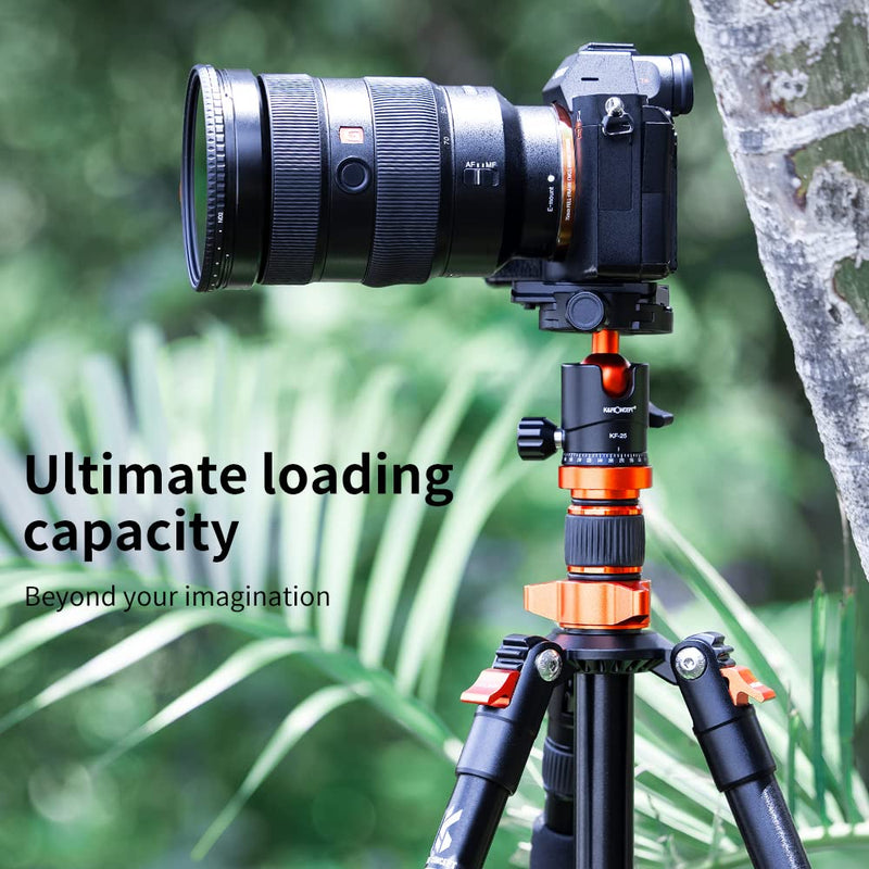 K&F Concept 25mm Metal Tripod Ball Head 360 Degree Rotating Panoramic with 1/4 inch Quick Release Plate Bubble Level for Tripod Monopod Slider Camera Camcorder up to 22 pounds/10 kilograms 25mm Ball Head