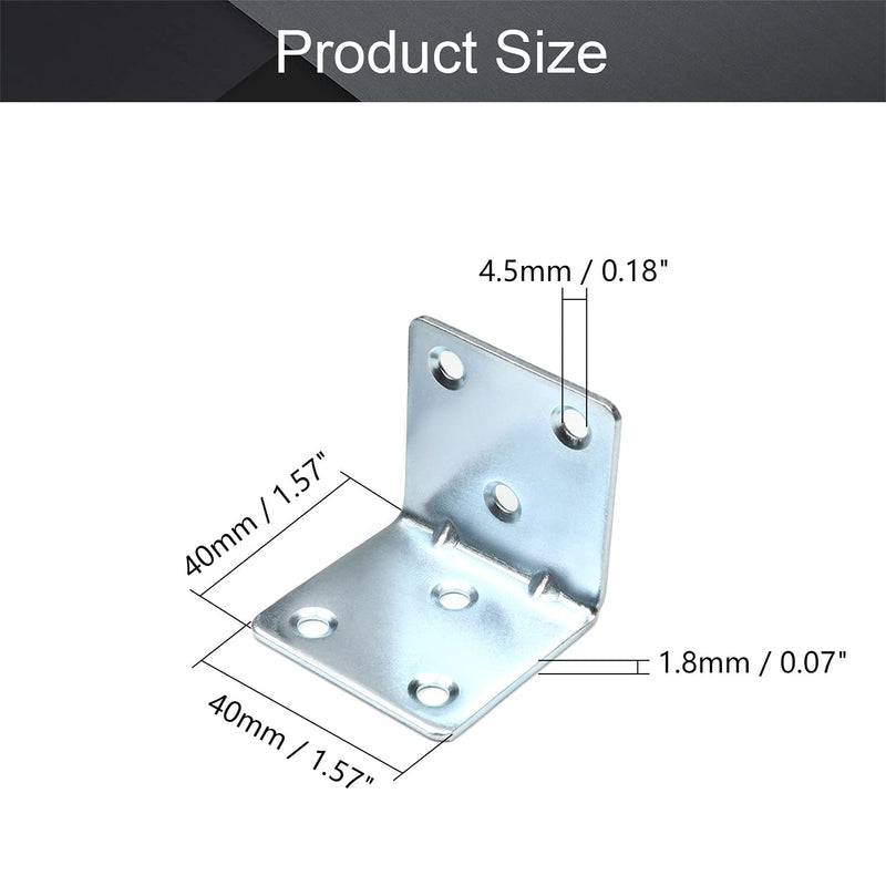 MroMax 10PCS Right Angle Bracket Corner Bracket 1.57" x 1.57" (L x W) Galvanized Angle Bracket Fastener Right Angle Bracket Suitable for Furniture Wooden Cabinet