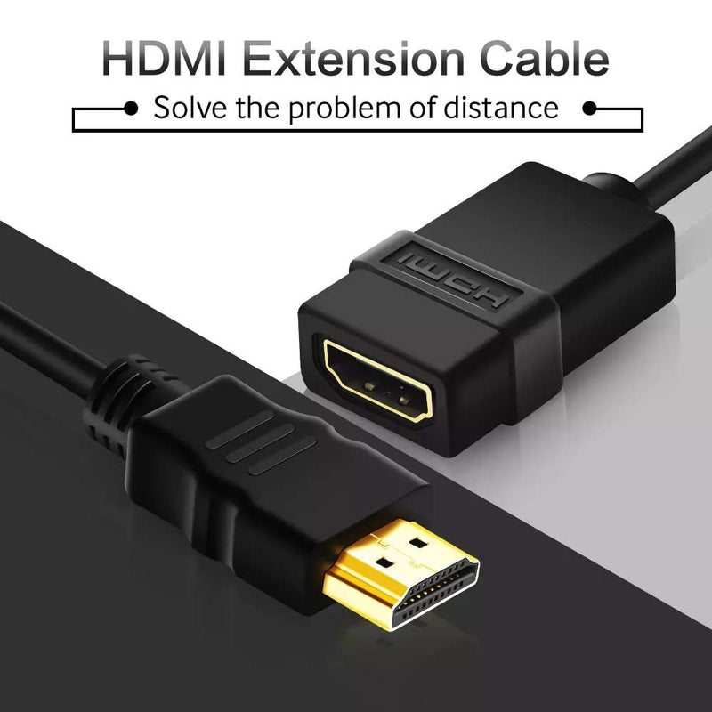 Cmple - HDMI Extension Cable Male to Female Support 3D 4K x 2K Resolution HDMI Cable Extender with Ethernet - 6 Feet 6FT Black