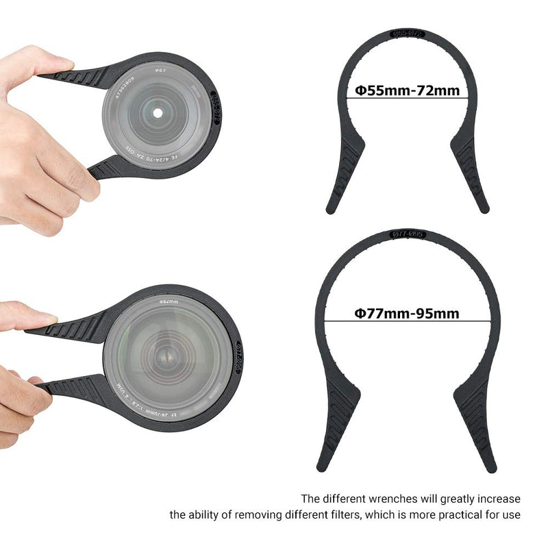 [AUSTRALIA] - 2 Packs Camera Lens Filter Wrench Kit, CPL UV ND Filter Removal Wrench Tool Set, Fit 55mm-72mm 77mm-95mm Lens Thread for Canon Nikon Sony Fujifilm Olympus Panasonic and Other Camera 