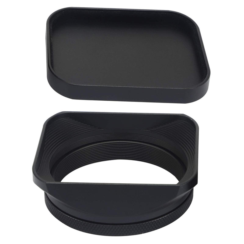 Haoge LH-X200B Square Metal Lens Hood with 49mm Adapter Ring Metal Cap for Fujifilm Fuji X100V X100F X100T X100S X70 Fuji Photo Camera Accessories Black