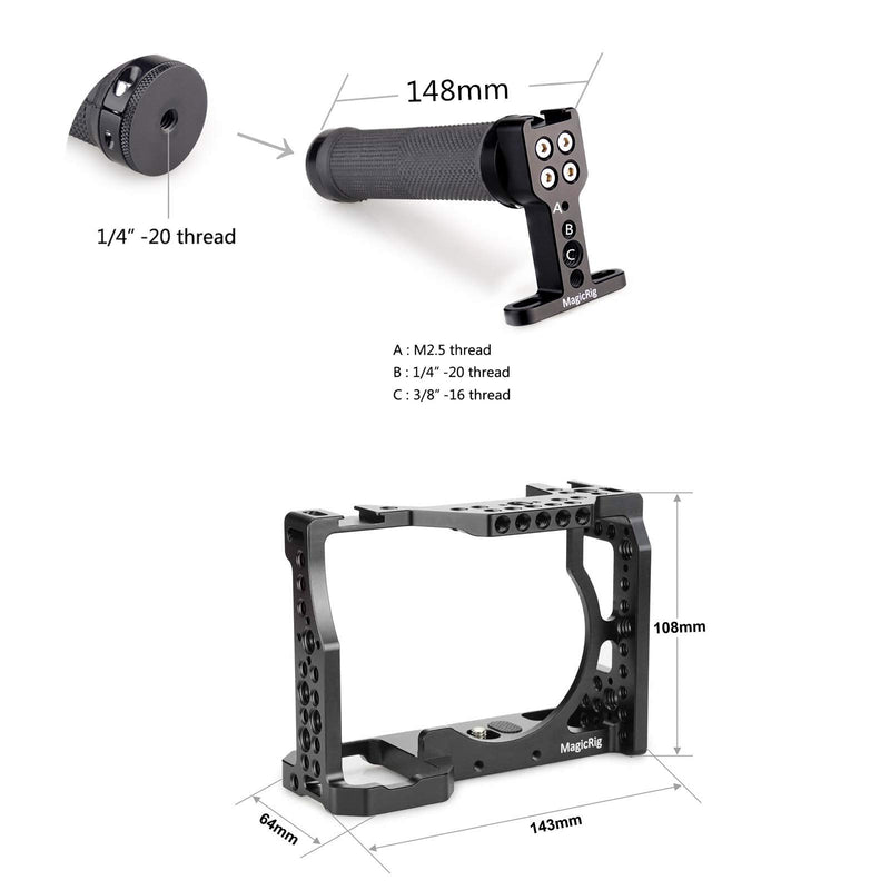 MAGICRIG Camera Cage with Top Handle Grip for Sony A7RIII /A7III /A7M3 Camera to Quick Release Extension Kit Rubber Handle