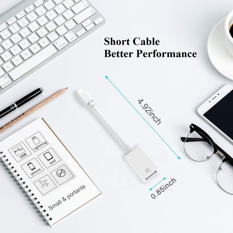 [Apple MFi Certified] Lightning to USB Camera Adapter for iPhone iPad, USB 3.0 OTG Data Sync Cable Adapter Compatible with iPhone 12 11 XS XR X 8 7 iPad to Card Reader Keyboard Mouse USB Flash Drive