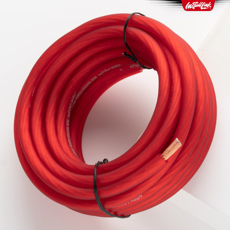 Install Link 8 Gauge Power or Ground Wire Cable, 20ft, CCA Frosted Red