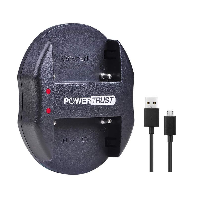 PowerTrust 2Pcs NP-FM500H FM500H Camera Battery and Dual USB Charger for Sony A57 A58 A65 A77 A77V A77II A99 A350 A450 A500 A550 A580 A700 A850 A900 Camera