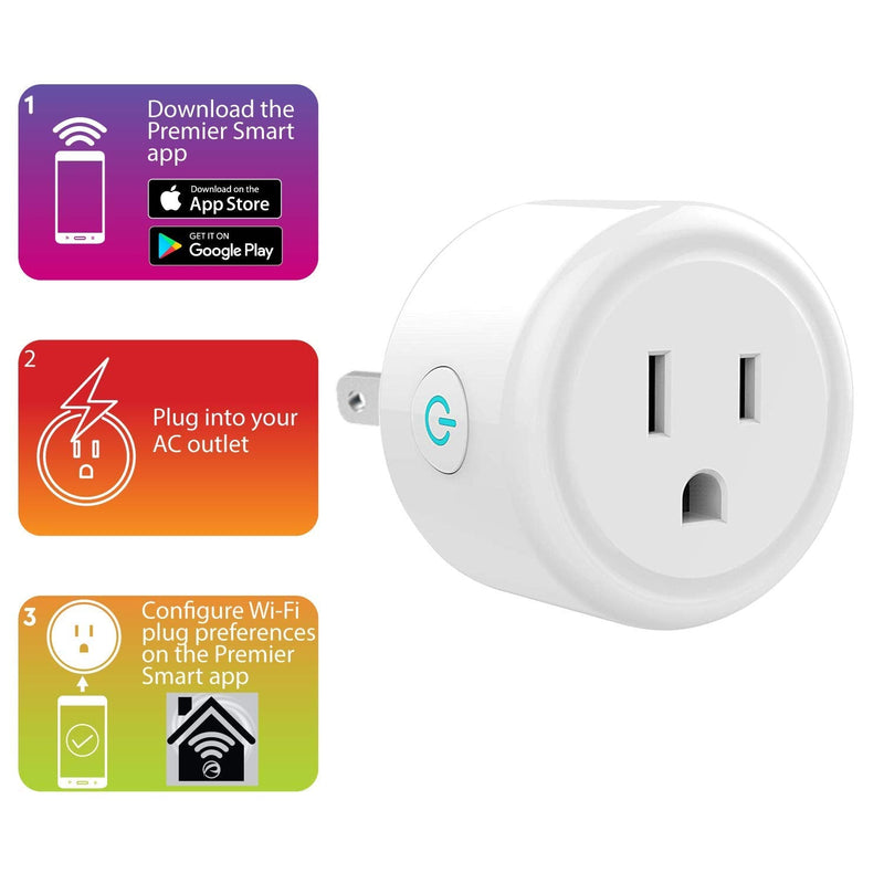Premier Accessory Group Alexa Google Home Certified Smart Plugs Compatible with Smart Home Devices (Pack of 3)