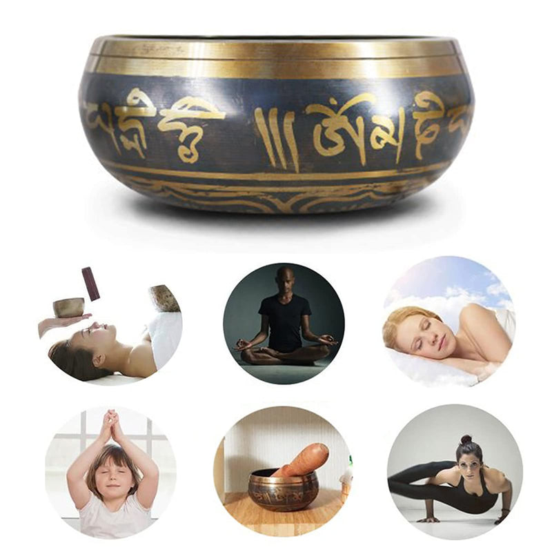Singing Bowl,MKNZOME 3.15'' Handcrafted Silent Mind Tibetan Singing Bowl with Chakra Stones Meditation Sound Bowl for Tibet Sound Therapy, Healing,Yoga, Zen, Stress & Anxiety Relief,Deep Relaxation 8cm/3.15''