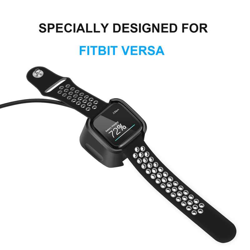 Fitbit Versa Charger 1 Pack, 3.3ft/100cm Replacement USB Charging Cable Charger Dock Stand Cradle Adapter for New Fitbit Versa Smartwatch, Black