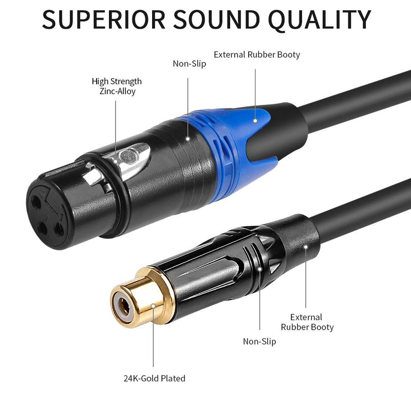 [AUSTRALIA] - DISINO Female XLR to RCA Female Cable, RCA to XLR Female Converter Gender Changer Audio Adapter Patch Cable - 3.3 feet 