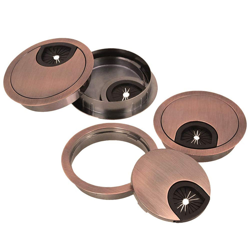 Mesee 4 Pieces Desk Grommet Kit, 50mm Metal Cable Grommet Cap Table Grommets Desk Surface Wire Cord Round Hole Cover for Home & Offive Computer Desktop