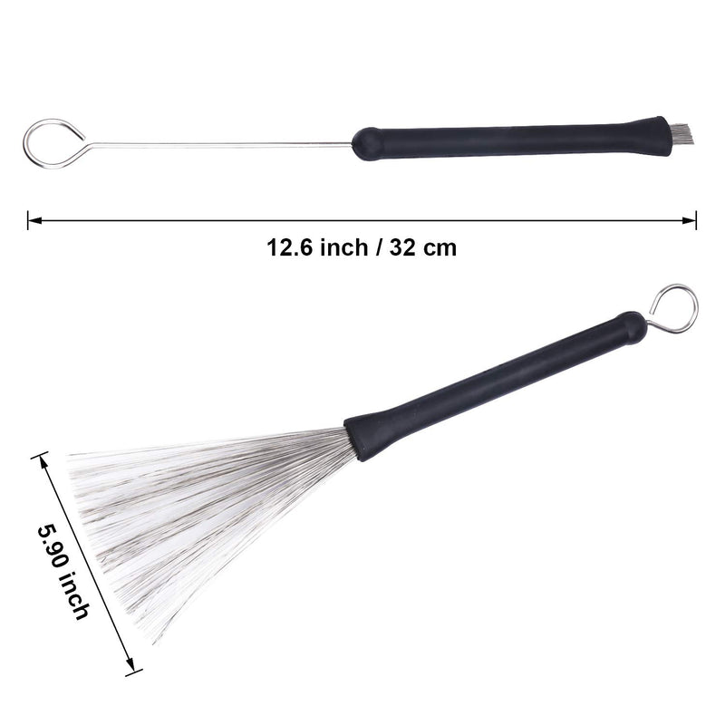 Drum Brushes Retractable Drum Wire Brushes with Comfortable Rubber Handle