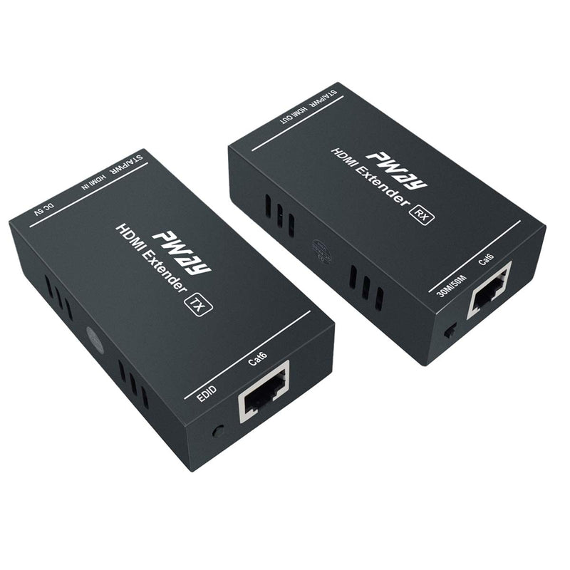 HDMI Extender 1080p@60Hz, 3D, Over Single Cat5e/Cat6/Cat 7 Cable Full HD Uncompressed Transmit Up to 164 Ft(50m), EDID and POC Function Supported (Transmitter and Receiver)