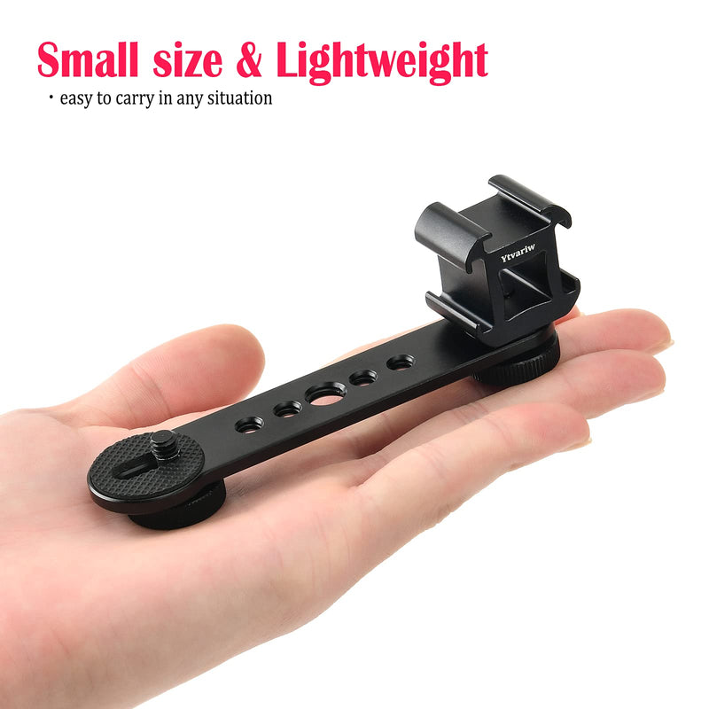 Triple Cold Shoe Extension Bar,Microphone Mount Extension Bar Bracket ,with 1/4 3/8 Adapter Compatible for Monopod Tripod DSLR Phone Stabilizer，Zhiyun Smooth 4，GoPro
