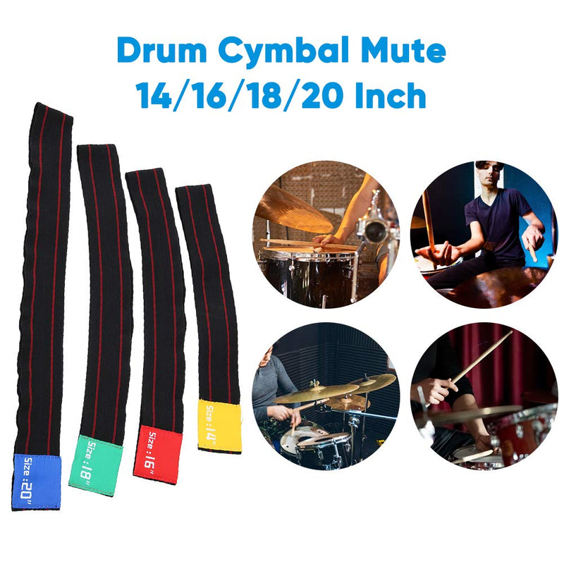 4pcs 14/16/18/20 Inch Drum Cymbal Mute Cymbal Mute Circle Ring Drum Set Hi-hat Practice Silencers