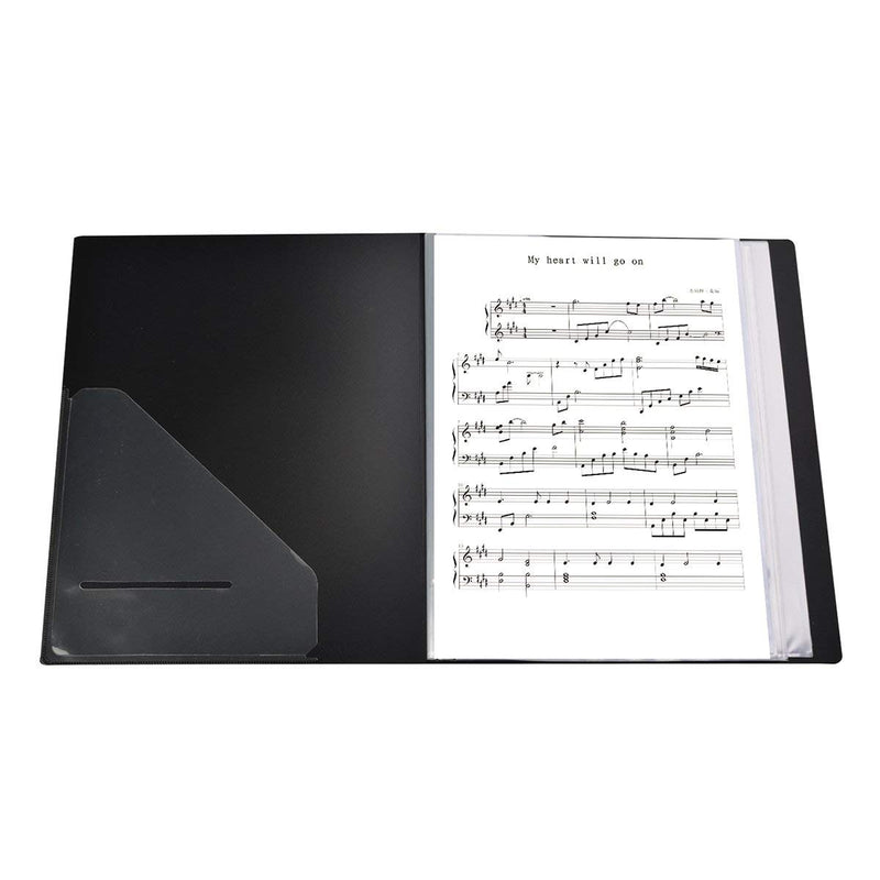 Music folder piano score folder Music folder storage Holder A4 Size Folder,40 Pockets Chorus dedicated Sheet Music Folder Black