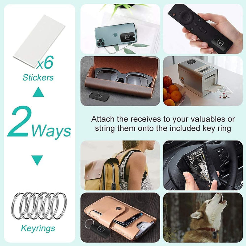 Key Finder, Stick on Remote Finder Locator | 6 Pack Key Finders That Make Noise, 95dB Beeper RF Wireless Wallet Car Key and TV Remote Control Finder | Item Remote Tracker for Wallet Phone and Glasses 6 PACK - Black [LATEST]