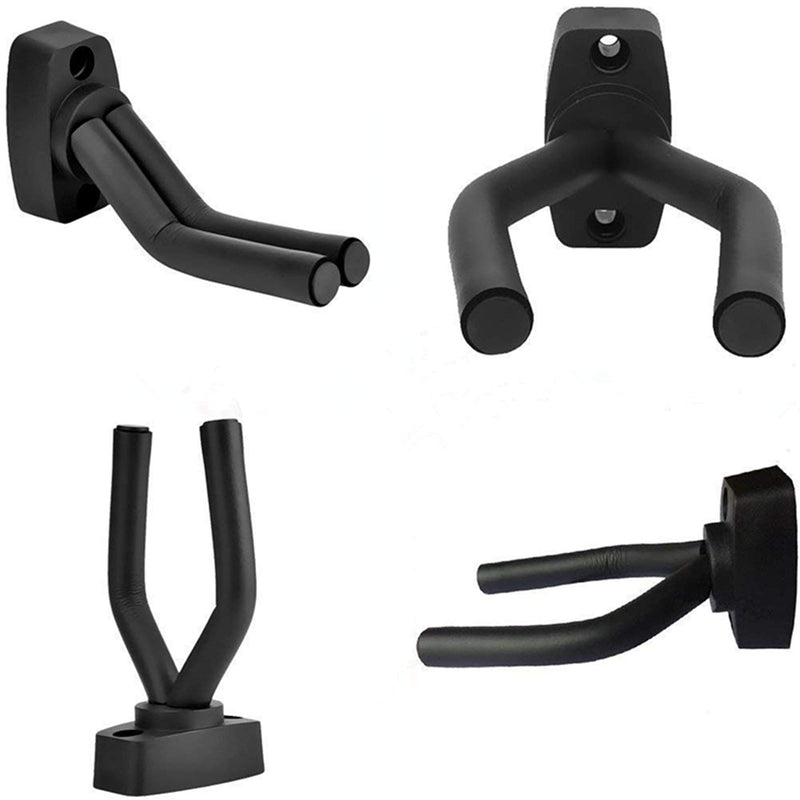 Guitar Wall Mount Hanger 4 Pack Black Guitar Hanger Wall Hook Holder Stand Display with Screws - Easy To Install - Fits All Size Guitars, Bass, Mandolin, Banjo, Ukulele Black 4 Pack