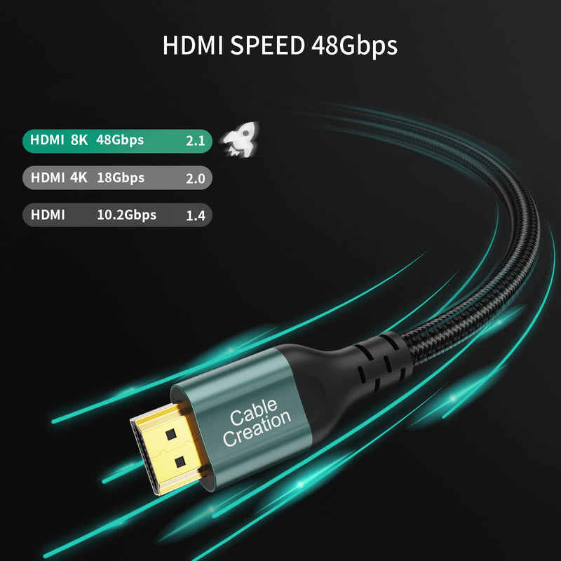 HDMI Cable for PS4, CableCreation 8K HDMI Cable 10ft (48Gbps, 8K/60Hz) - 10 Feet, Xbox Series X HDMI Cable, eARC HDR HDCP 2.2 2.3 with PS5 PS4, MacBook Pro 2021, Roku TV, Sony TV, Samsung TV Green