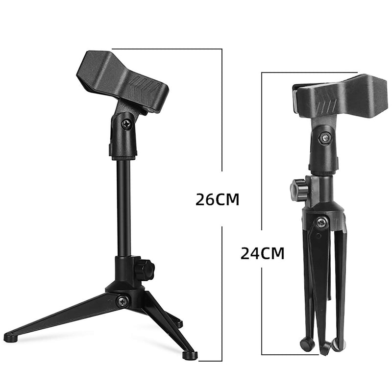 [AUSTRALIA] - Depusheng Microphone Stand Adjustable Microphone Stand Foldable Mic Clamp Clip Holder Stand Metal Tripod 