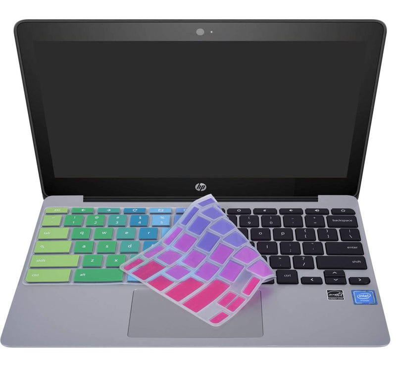 Colorful Keyboard Cover for HP 11.6 inch Chromebook, HP Chromebook x360 11.6 inch, HP Chromebook 11 G2 / G3 / G4 / G5 / G6 EE / G7 EE / 11A-NB0013DX 11.6 inch Chromebook Protective Skin, Rainbow