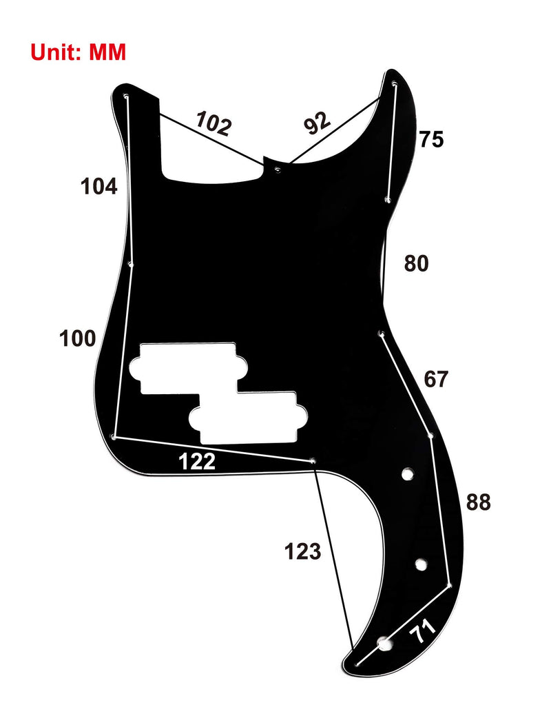 Metallor Electric Guitar Pickguard Scratch Plate 3 Ply 11 holes Compatible with Precision Bass PB Bass P Bass Black.