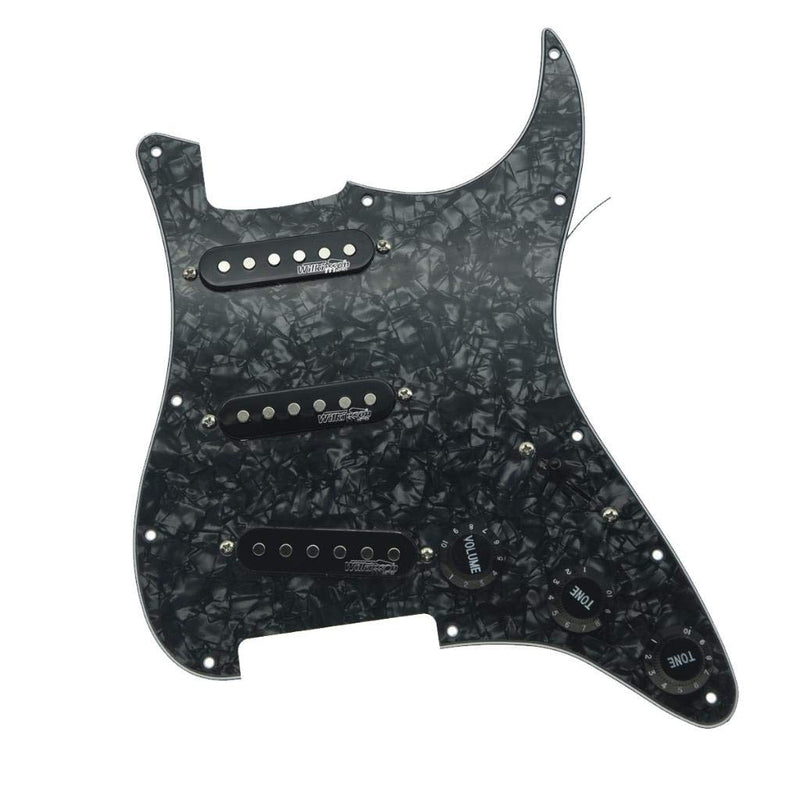 KAISH Black Pearl Loaded Electric Guitar Pickguard Prewired Pickguard with Wilkinson Pickups for Fender Strat Made In USA or Mexico