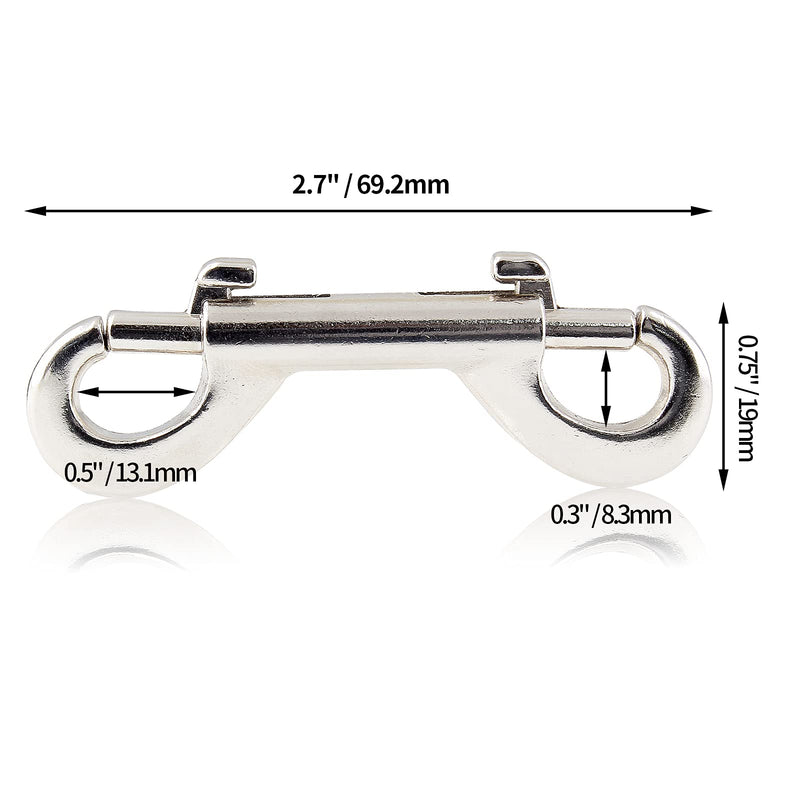 [AUSTRALIA] - Zorveiio 6 Pcs 2.7 Inch Double Ended Bolt Snaps Hook, Zinc Alloy Double Snap Hook Chain Clips for Dog Leash Key Chain Horse Tack Pet Feed Bucket Garage Use, Nickel 