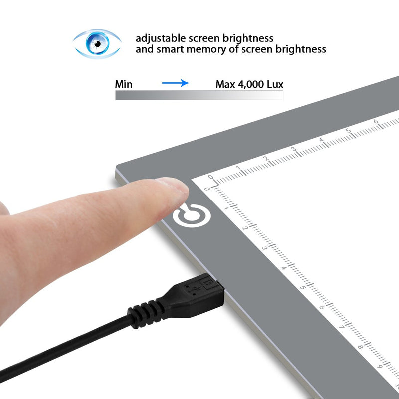 LITENERGY Portable A4 Tracing LED Copy Board Light Box, Silver Ultra-Thin Adjustable USB Power Artcraft LED Trace Light Pad for Tattoo Drawing, Streaming, Sketching, Animation, Stenciling