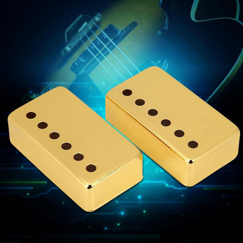 Dilwe 2 Pack Metal Guitar Pickup Cover, Guitar Pickup Frame Mounting Ring for Neck & Bridge of Electric Guitars Gold