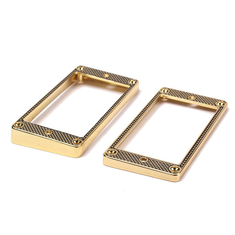 Alnicov 2 Pcs Curved Bottom Humbucker Pickup Ring Set for Epiphone Guitar Accessories,Gold