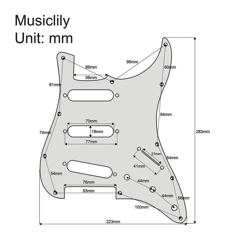 [AUSTRALIA] - Musiclily Pro 11-Hole 62 Vintage Style SSS Strat Guitar Pickguard for American Stratocaster 62, 3Ply Black 