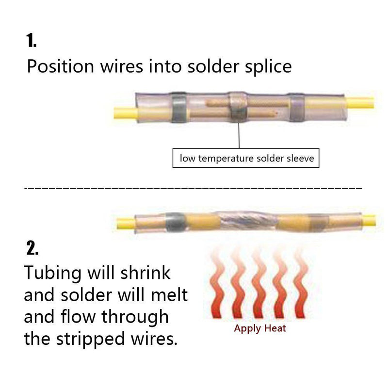 50pcs Solder Seal Wire Connectors, Sopoby Heat Shrink Butt Connectors, Waterproof Automotive Marine Electrical Terminals Blue