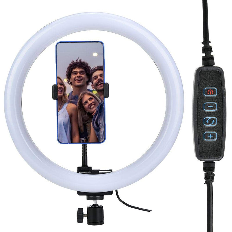 LED Ring Light - 12W 12 Inch Video Light - 3 Adjustable Colors, USB Charging, with Ball Head Phone Clip, 160 LED Camera Photo Video Lighting Kit for Portrait Video, Vlog, Makeup