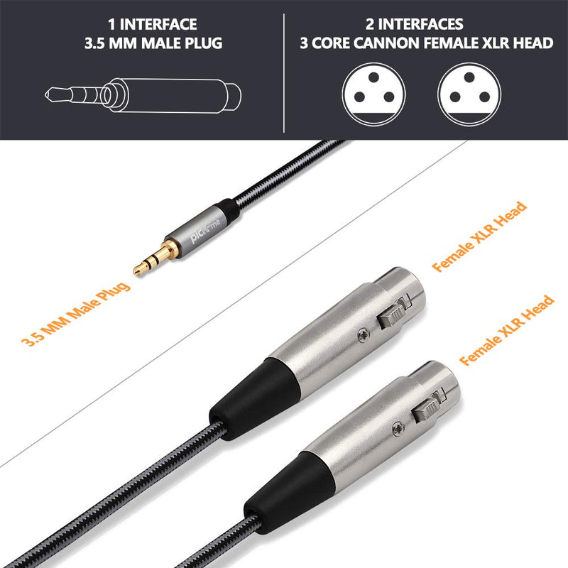 [AUSTRALIA] - picK-me TRS 3.5mm Male to Dual XLR Female Cable, 1/8 inch Mini Jack to 2 XLR Y Splitter Adapter Cord (0.3M/0.98FT) 