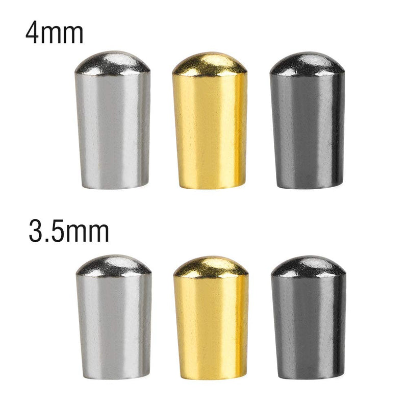 Alomejor 3Pcs Guitar Switch Tip Copper 3.5mm Guitar Switch Cap for Electric Guitar 3 Way Toggle Switch Knob Tip Cap Silver + Black + Gold,