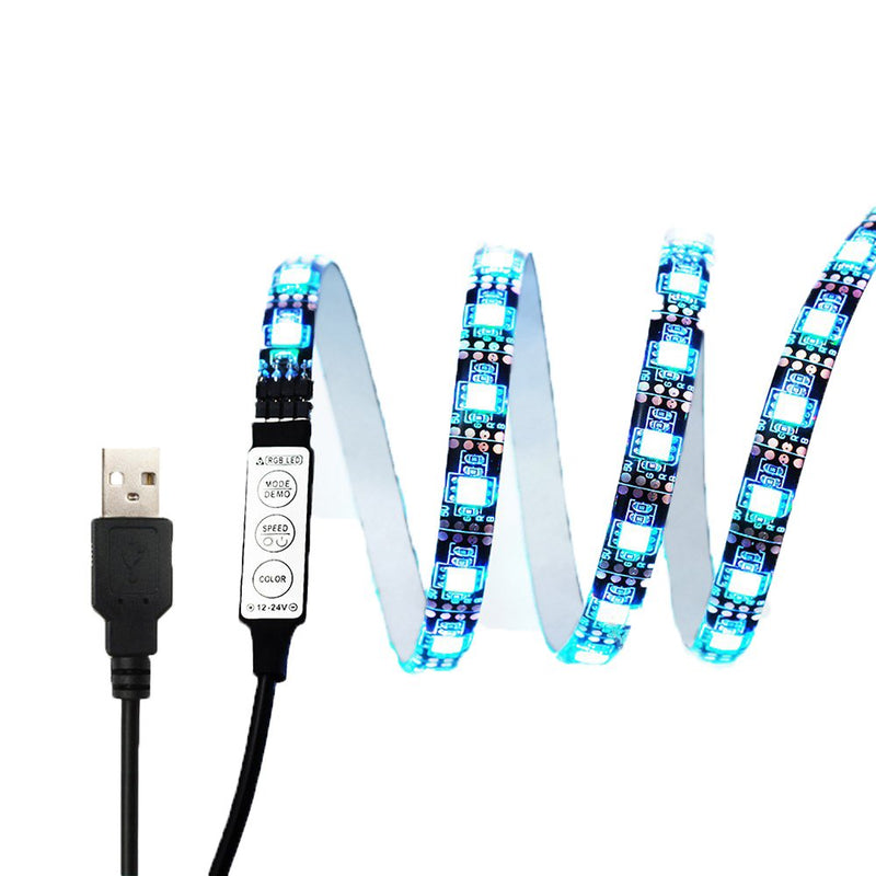 [AUSTRALIA] - Black PCB TV Backlight Kit,Computer Case LED Light,eTopxizu 3.28Ft Multi-Colour 30leds Flexible 5050 RGB USB LED Strip Light with 5v USB Cable and Mini Controller for TV/PC/Laptop Background Lighting Black 