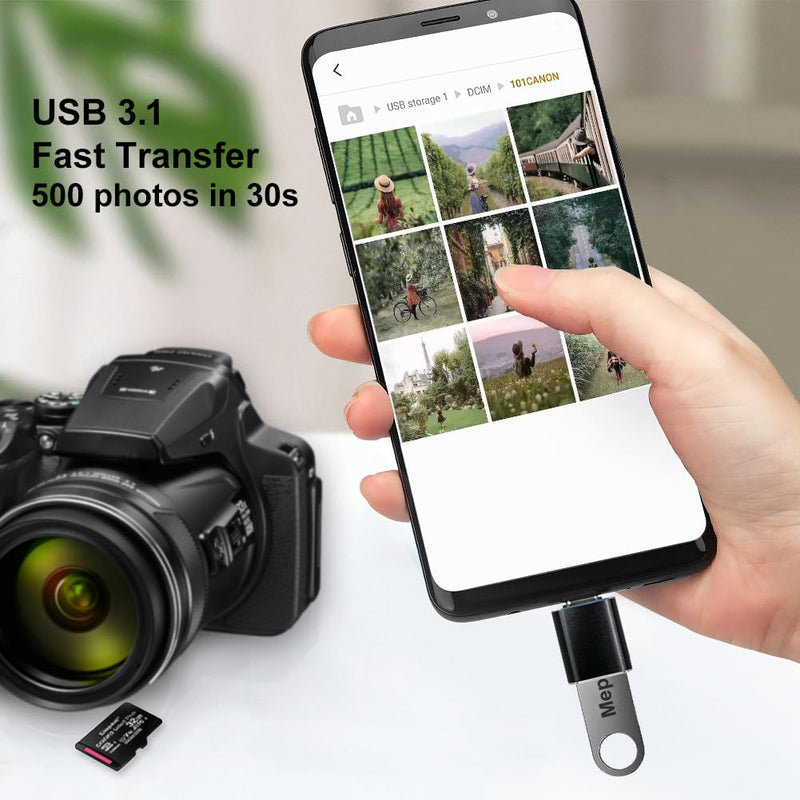 USB C to USB Adapter, USB C Adapter, Type C Male to USB 3.1 Female Adaptor, OTG USB Adapter to USB C Compatible with MacBook Pro, Samsung Galaxy, Type-C Smartphones, Tablets and Laptops (Black) Black