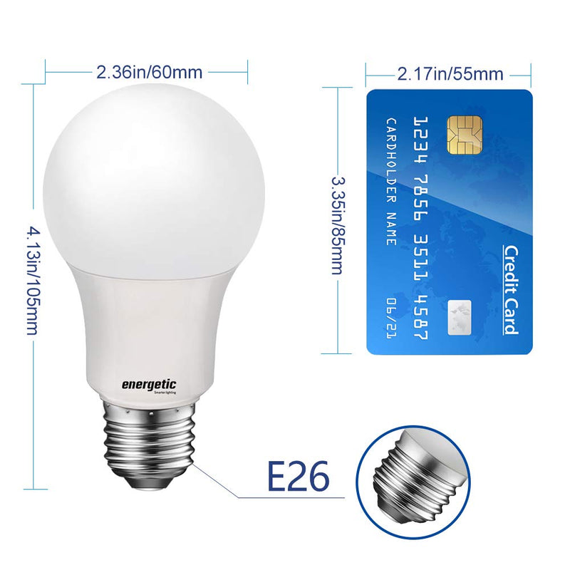 60W Equivalent A19 LED Light Bulb, Soft White 2700K, E26 Standard Base, UL Listed, Non-Dimmable LED Light Bulb, 15000 Hrs, 4 Pack