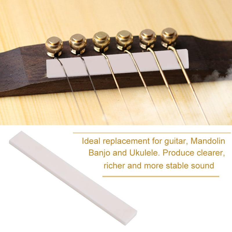Dilwe 6Pcs Acoustic Guitar Bone Saddle, Guitar Bridge Saddle Blank for Acoustic Classical Guitar Mandolin Banjo Ukulele