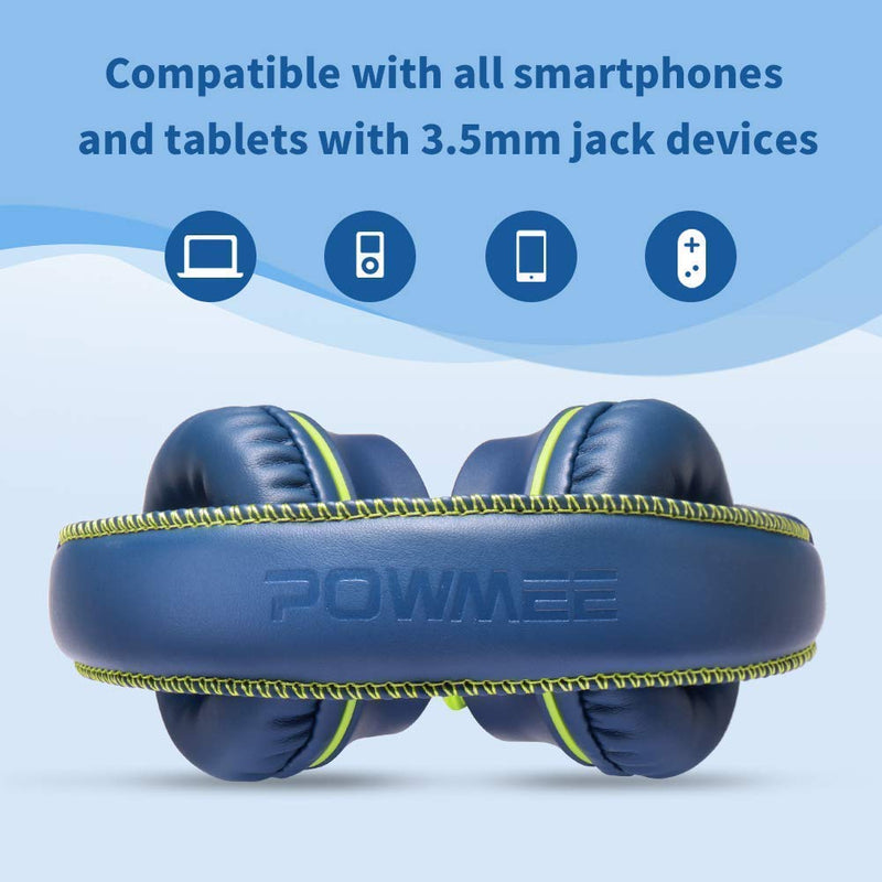 POWMEE Bundle M2&M1 Kids Headphones Wired Headphone for Kids,Foldable Adjustable Stereo Tangle-Free,3.5MM Jack Wire Cord On-Ear Headphone for Children/Teens/Girls/School/Kindle/Airplane/Plane/