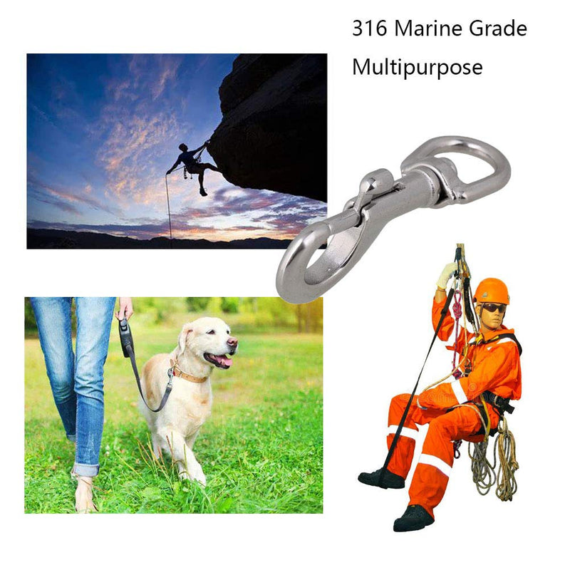 Uspacific 4PCS Swivel Eye Bolt Snap Hook, 316 Marine Grade Sliver Stainless Steel One Ended Bolt Snap Buckles for Water Bucket，Dog Leash，Pet Feed Bucket，Pet Hammock (100mm)