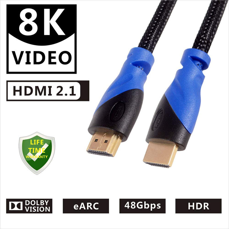 8K Hdmi Cable,8K&60Hz 4K@120Hz 4320P UHD Compatible with  LG TV Samsung QLED Apple TV Gaming Consoles Projectors Any Other Hdmi-Enable Device,3FT HDMI Cable 3FT