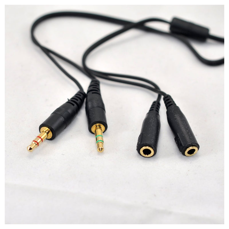 Ougual 2 Plugs 2 Jacks Microphone Audio Extension Cord 3.5mm Cable for Computer Gaming Headphone Headset (4.9 Foot,150cm, Black) 4.9 Foot (150cm)