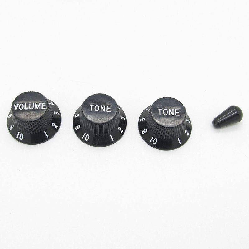Swhmc Guitar Switch Tip 3 Pickup Cover 2 Tone 1 Volume Knobs Set Black for Strat(48-50-52mm) 48-50-52mm