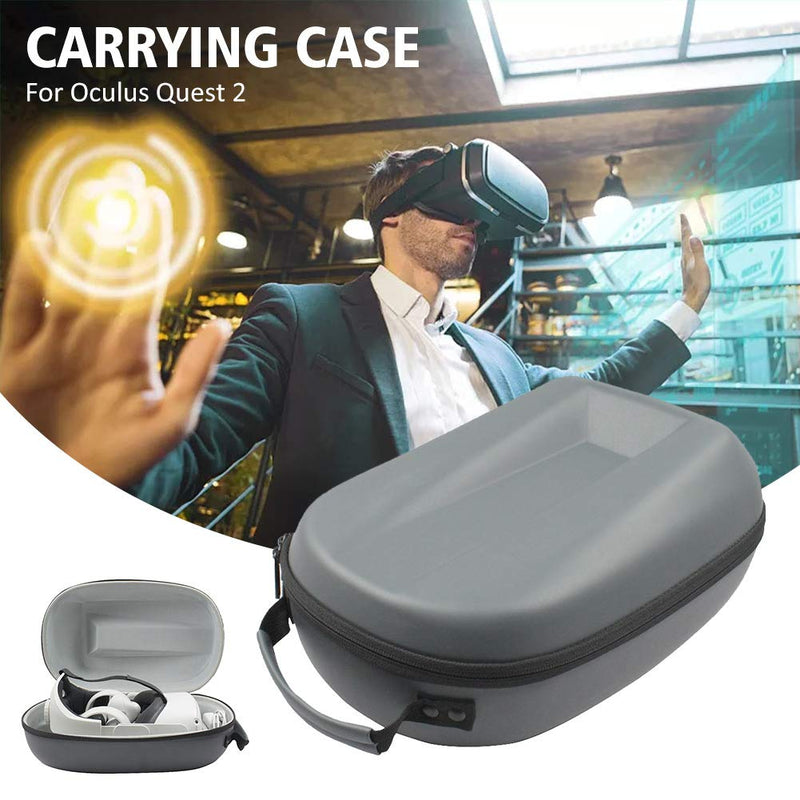 CALIDAKA Carrying Case Compatible with Ocu LUS Quest 2 PU Leather Hard Case for Oculu s Quest 2 All-in-one VR Headset Accessories Portable Protective Travel Storage Bag for Ocu LUS Quest 2 15.35*9.06*7.09inch