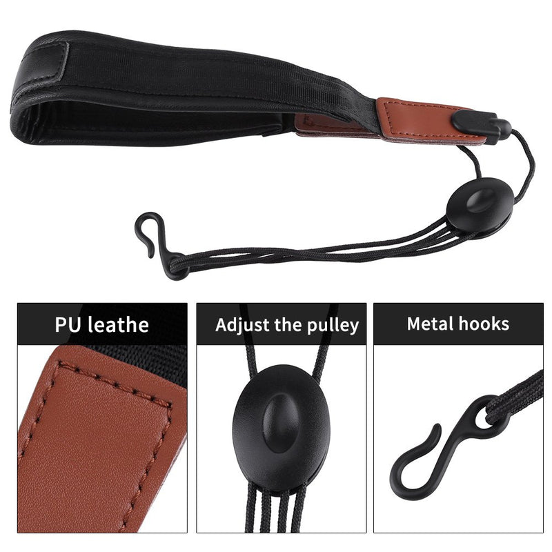 Saxophone Neck Strap Universal Adjustable Soft PU Leather Black Neck Strap Padded with Metal Hook Music Parts
