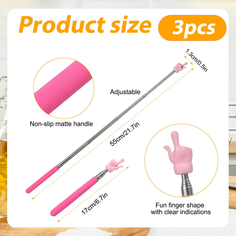 3pcs Telescopic Teachers Pointers, Extendable Pointing Stick Retractable Pointer Whiteboard Pointer Hand Pointer Stick for Teacher Classroom Aids (Pink, Blue, Green)