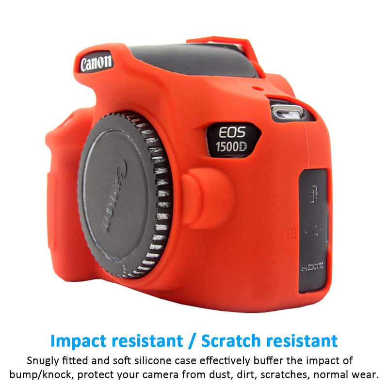 Easy Hood Case for Canon EOS Rebel T6 T7, Anti-Scratch Soft Silicone Protective Cover Protector Skin for Canon EOS 1500D Rebel T7 / EOS 1300D Rebel T6 DSLR Camera (Red) Red